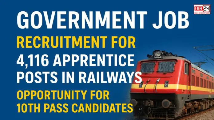 Government Job: Recruitment for 4,116 Apprentice Posts in Railways; Opportunity for 10th Pass Candidates
