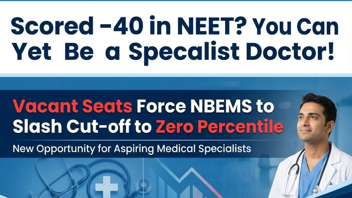 Scored –40 in NEET? You Can Still Become a Specialist Doctor! NBEMS Slashes Cut-off to Zero Percentile Due to Vacant Seats