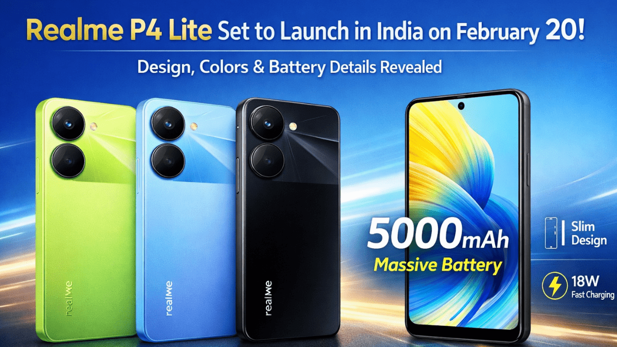 Realme P4 Lite Set to Launch in India on February 20: Design, Colors & Battery Details Revealed