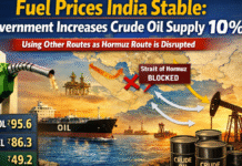 Fuel Prices India Stable: Government increases Crude oil supply 10% using other routes as Hormuz Route is disrupted. Fuel Prices India Stable: Government increases Crude oil supply 10% using other routes as Hormuz Route is disrupted