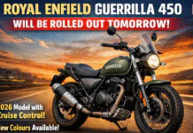 Royal Enfield Guerrilla 450 will be Rolled out Tomorrow: 2026 model will have Cruise Control, New Colours and 2.60 Lakh likely Price. Royal Enfield Guerrilla 450 will be Rolled out Tomorrow: