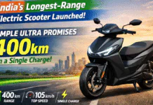India’s Longest-Range Electric Scooter Launched: Simple Ultra Promises 400km on a Single Charge India’s Longest-Range Electric Scooter Launched: Simple Ultra Promises 400km on a Single Charge
