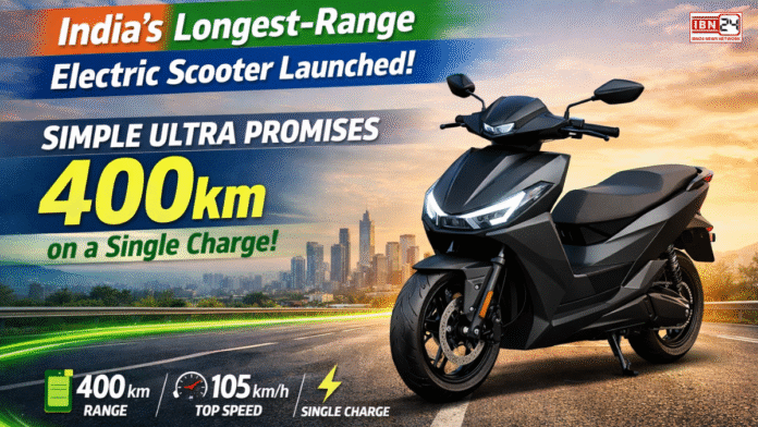 India’s Longest-Range Electric Scooter Launched Simple Ultra Promises 400km on a Single Charge India’s Longest-Range Electric Scooter Launched: Simple Ultra Promises 400km on a Single Charge