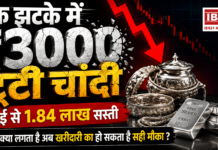 Silver Price Crash : एक झटके में ₹3000 टूटी चांदी, हाई से 1.84 लाख सस्ती, आपको क्या लगता है अब खरीदारी का हो सकता है सही मौका ? Silver Price Crash