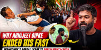 Abhijeet Dipke ended his hunger strike : Wangchuk’s Request Ends Abhijeet Dipke’s Fast, Parliament March Continues Abhijeet Dipke ended his hunger strike